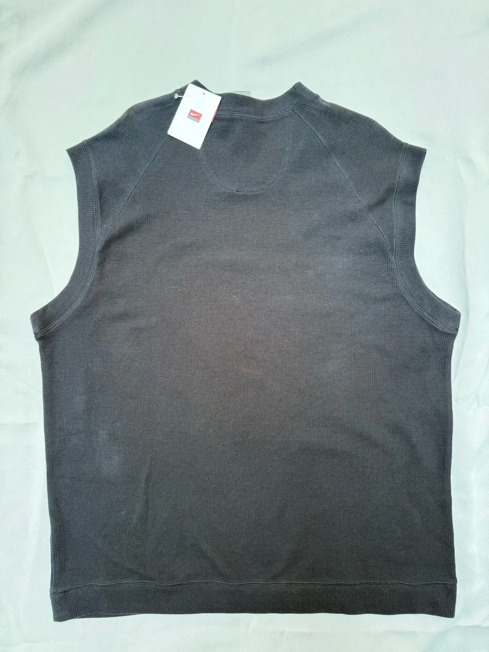 VNTG Nike Charcoal Gray Knit V-Neck Tank with White Swoosh